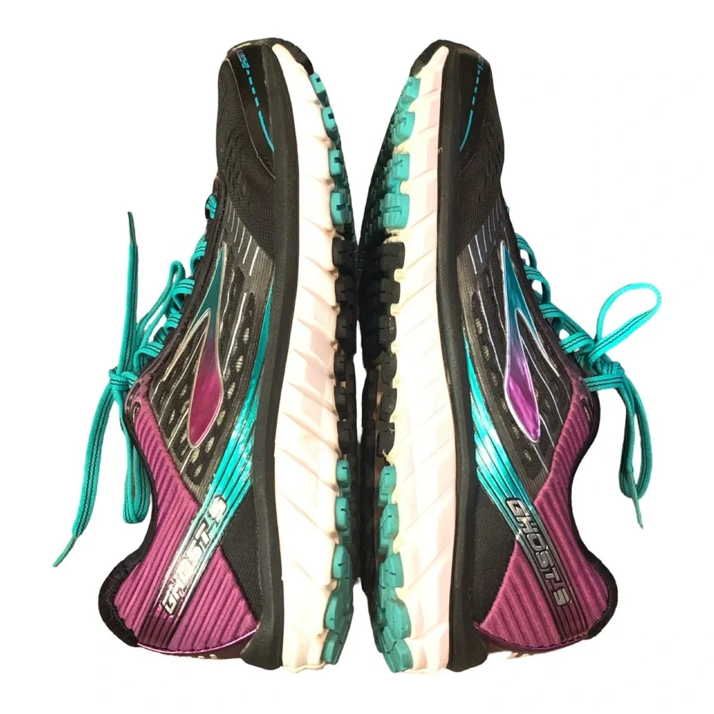 Brooks athletic sneakers GHOST  9 purple turquoise Sz 8.5D Wide Woman Running - Picture 4 of 7